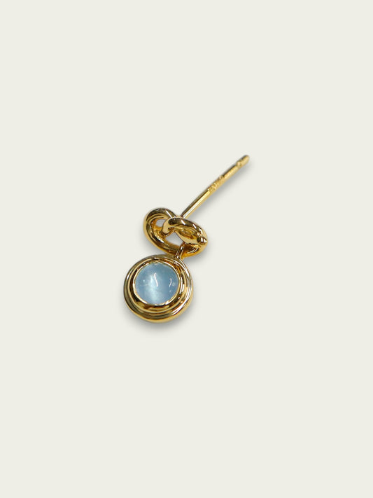 ミルキーアクアマリンノットピアス（片耳）